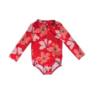 18M Baby Girl Carters Simple Joys Coral Pink Floral RashGuard Swim Suit